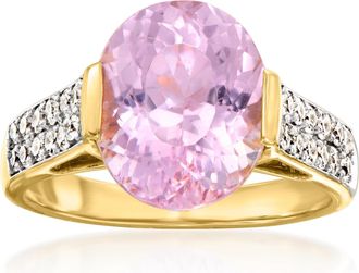 Ross-Simons Kunzite Ring With. Diamonds in 14kt Yellow Gold