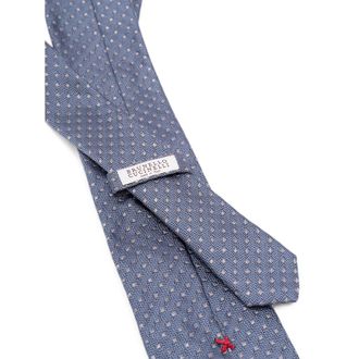 Brunello Cucinelli Geometric-Patterned Silk Necktie - Blue