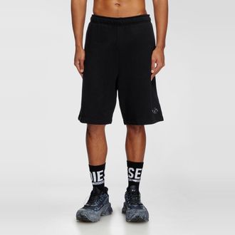 Diesel Sweat shorts with silver Oval D - Shorts - Man - Black