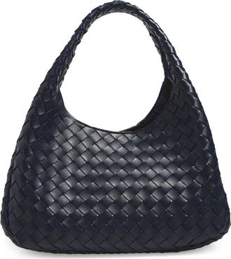 Bottega Veneta Campana Intrecciato Leather Shoulder Bag in 4338 Midnight-Muse Brass at Nordstrom