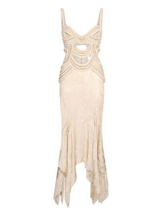 Roberto Cavalli rope-embellished dress - women - Fabric - 42 - Neutrals