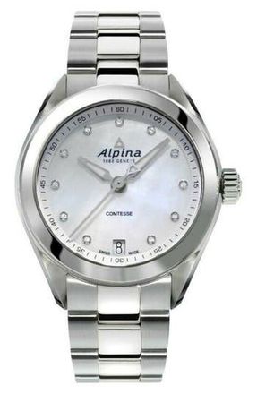 Alpina Comtesse Mother-of-Pearl & Diamond Bracelet Watch, 34mm in Silver at Nordstrom Rack