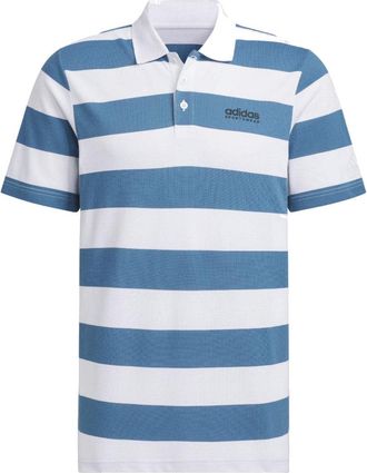 adidas Pique Stripe Polo Shirt Asia Sizing Blue White JI9058
