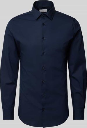 s.Oliver Black Label Shaped Fit Businesshemd aus Baumwoll-Stretch in Marine, Größe 36