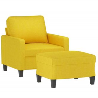 vidaXL Sill&oacute;n Con Taburete Tela Amarillo Claro 60 Cm Vidaxl