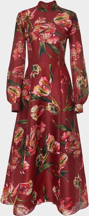 Carolina Herrera Tulip Mock-Neck Midi Dress