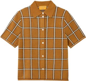Guest In Residence Picnic Plaid Shirt - Dames - Overhemden - Bruin - S - Linnen - Overhemden
