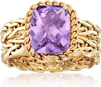 Ross-Simons Amethyst Woven Ring in 14kt Yellow Gold