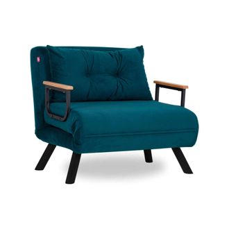 Dmora Dmora - Sill&oacute;n Quaoar, Asiento Acolchado, Sof&aacute; De Sal&oacute;n Individual, Silla Con Reposabrazos, 60x78 H78 Cm, Verde Agua