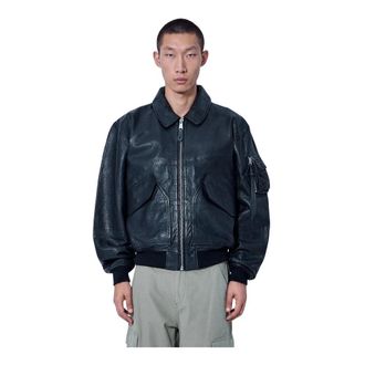 Alpha Industries Cwu-36/P Leather UV Loose Bomberjack - Heren - Jassen - Zwart - Maat: 2XL Leer
