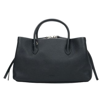 Estro & Luminara Echte Leren Handtas van Gekorreld Leer - Dames - Tassen - Zwart - Maat: ONE Size Leer