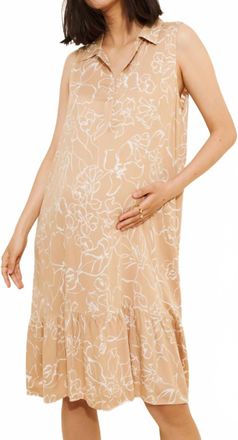 Pietro Brunelli Vittoria Floral Maternity Mini Dress In Neutral Beige