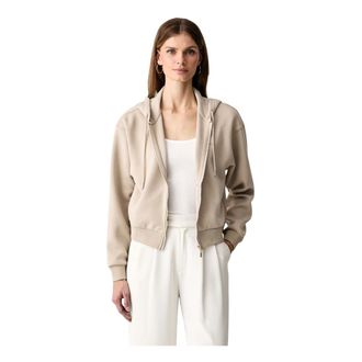 Guess Brianna Zip-through Hoodie - Dames - Sweatshirts & Hoodies - Beige - Maat: M Viscose
