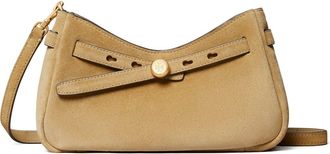 Tory Burch Romy Zip Top Suede Crossbody Bag in Butter at Nordstrom