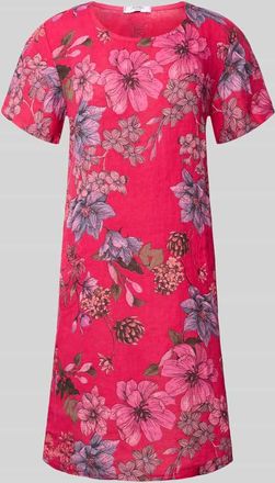 Zabaione Knielanges Leinenkleid mit Rundhalsausschnitt in Pink, Gr&ouml;&szlig;e L