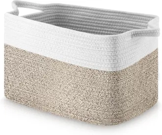 OEM Cesto Portabiancheria In Cotone Intrecciato, Cesto Per La Biancheria, Grande Cesto In Cotone, 33x25x23 Cm, Con Manico, Cesto Per Riporre Coperte, Vest