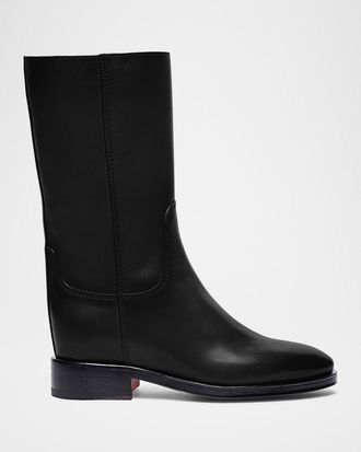 Santoni Fleeces Leather Mid Boots