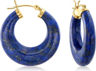 Ross-Simons Lapis Hoop Earrings 14kt Yellow Gold