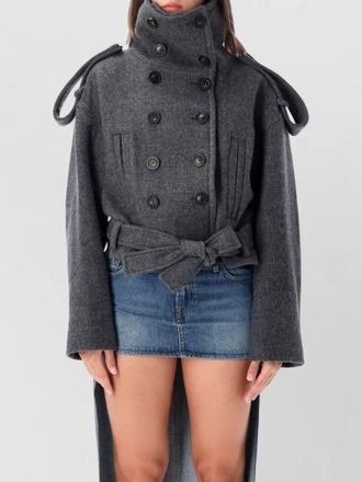 7 For All Mankind wool high neck cropped double breasted coat