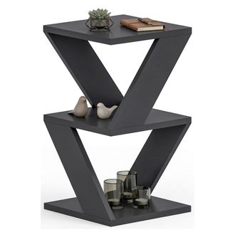 Dmora Mesa De Centro Rubiana, 2 Compartimentos, Cuadrada, Tabl&oacute;n De Madera Noble, 30x30x50h Cm Negro