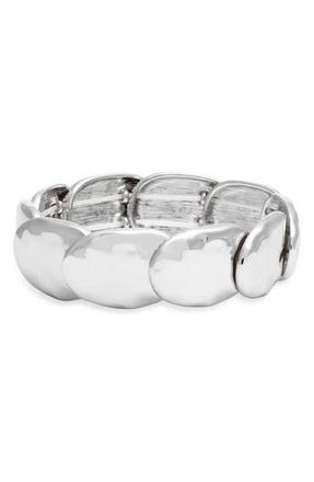 Open Edit Oval Stretch Bracelet in Silver at Nordstrom Rack
