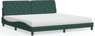 vidaXL Vidaxl - Cama Con Colch&oacute;n Terciopelo Verde Oscuro 200x200 Cm