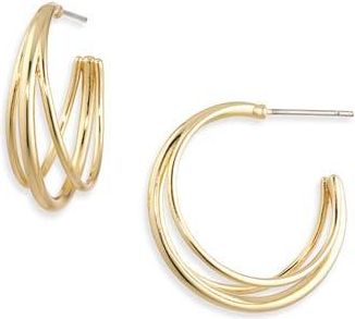BaubleBar Medium Triple Layer Hoop Earrings in Gold at Nordstrom Rack