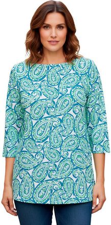 Jessica London Stretch Cotton Boatneck Tunic in Pale Seafoam Tossed Paisley at Nordstrom, Size 24