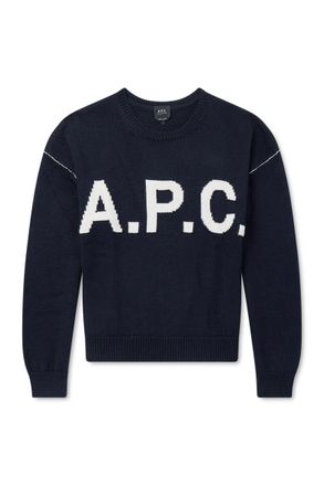 A.P.C. Logo-Intarsia Wool-Blend Sweater