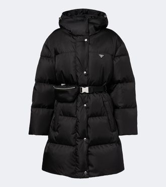 Prada Belted hooded Re-Nylon down coat