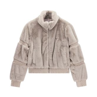 Guess Giacca Collo Alto in Eco-Pelliccia Carla - - Jackets - Donna - Beige - S