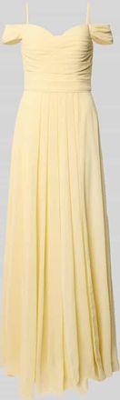 Mascara Maxikleid im Off-Shoulder-Look mit Gehschlitz in Hellgelb, Gr&ouml;&szlig;e 32