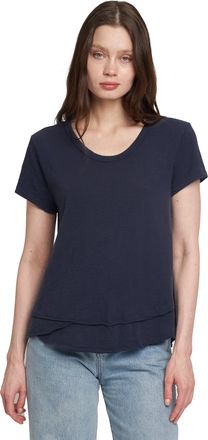 Wilt Short Sleeve Mock Layer Raw Hem Tee