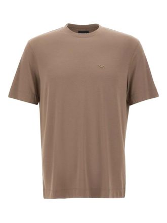 Emporio Armani eagle-embroidered T-shirt - men - Modal/Elastane/Silk - M - Brown