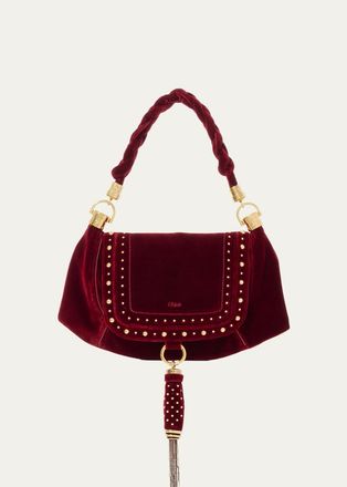 Chlo&eacute; Marcie Studded Velvety Shoulder Bag