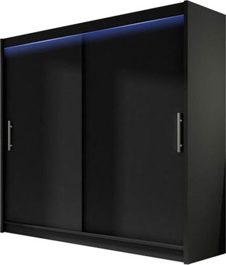 Mirjan24 Mobilier1 - Armario Closico 100, Negro, 215x180x58cm, Puertas De Armario: Correderas, N&uacute;mero De Estantes: 0, Led