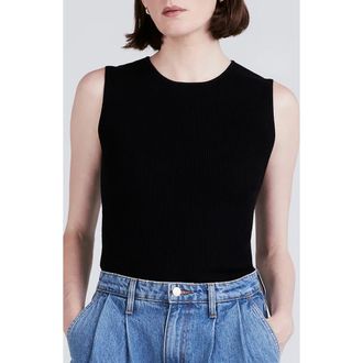 Derek Lam Ariana Rib Knit Muscle Tank Sweater in Black at Nordstrom Rack, Size Xx-Large