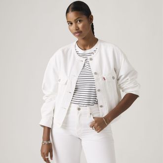 Levi's Collarless Shrunken 90s Trucker Jacket - Womens - XS - White