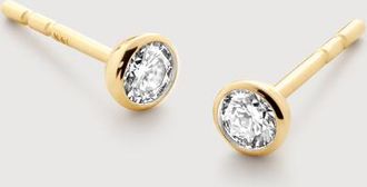 Monica Vinader Gold Solitaire Diamond Stud Earrings Lab Grown Diamond