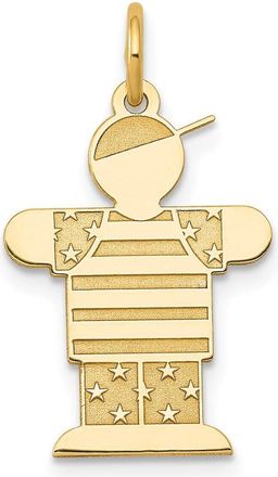 Diamond2Deal 14k Yellow Gold The Kids Small Stars and Stripes Boy Engravable Hugs Charm Pendant