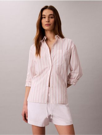 Calvin Klein Jeans Calvin Klein Womens Cotton Poplin Relaxed Button-Down Shirt - Orange - XL