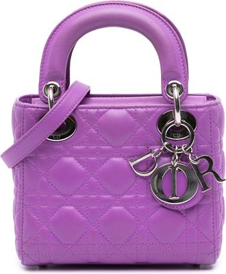 Dior Pre-owned Womens Lady Top Handle Bag - Purple Leather - One Size