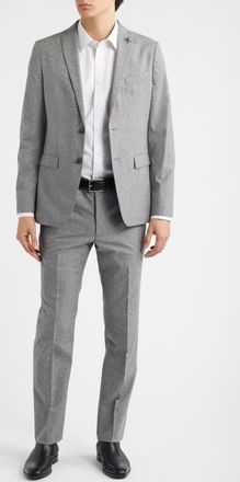 John Varvatos Varick Slim Fit Grey M&eacute;lange Wool & Cotton Blend Suit at Nordstrom, Size 42 Regular