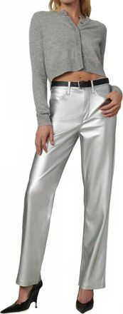 Joe's Margot Vegan Leather Plated Pants In Silver
