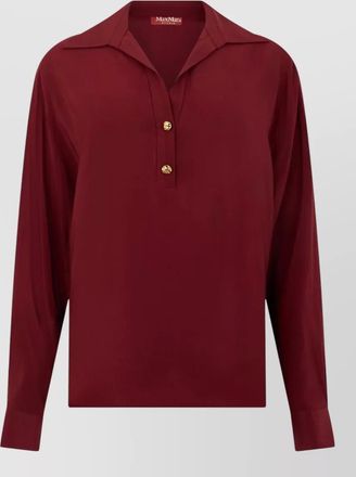 Max Mara silk long-sleeve polo blouse