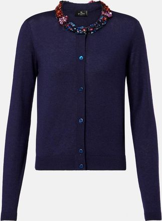 Etro Cardigan in seta e cashmere con decorazioni