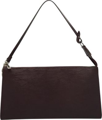 Louis Vuitton Pochette Accessoires Brown Leather Clutch Bag (Pre-Owned)