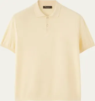 Loro Piana Mens Cotton and Silk Knit Polo Shirt