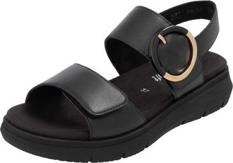 Remonte Riemchensandale REMONTE, Damen, Gr. 36, schwarz, Leder, unifarben, Schuhe Riemchensandale, Sandale, Bequemschuh, Sommerschuh mit praktischen Klettvers