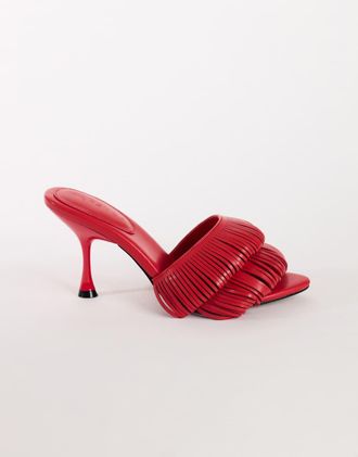 Topshop Wendy sandalo con tacco con frange intrecciate rosso